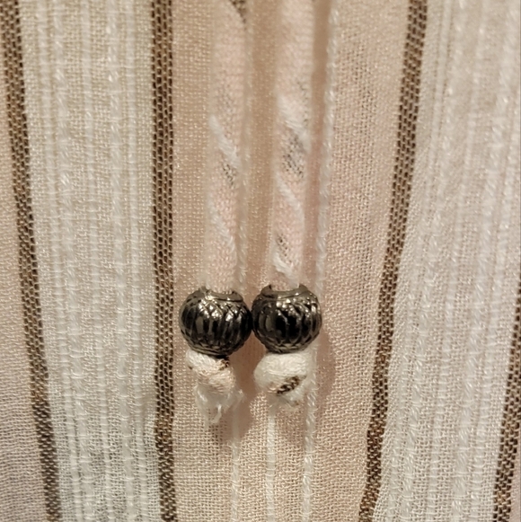 Vintage American Open Front Top Pale Pink Striped Size M - Picture 7 of 7